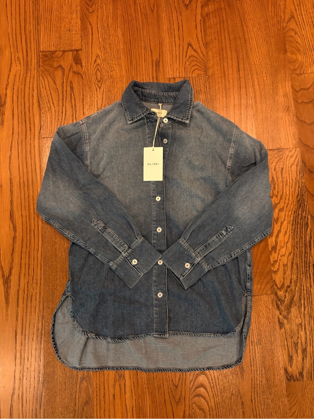 DL1961 Denim Button-Down Shirt Jacket - Blue